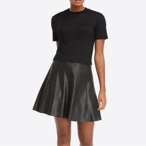 NWOT DREW Black Skater Vegan Leather Skirt